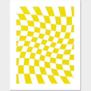 Twisted Checkered Square Pattern - Yellow Tones Posters and Art